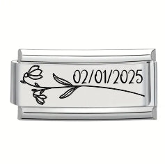 9mm Laser Italian Charm Superlink - January Flower Date