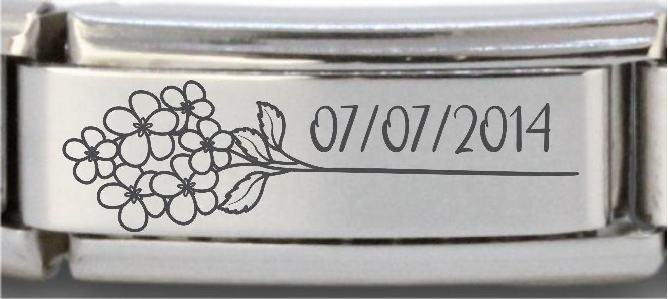 9mm Laser Italian Charm Superlink - July Flower Date