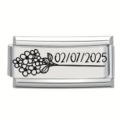 9mm Laser Italian Charm Superlink - July Flower Date