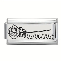 9mm Laser Italian Charm Superlink - June Flower Date