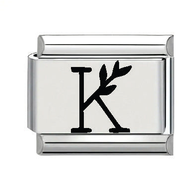 9mm Laser Italian Charm - Letter K