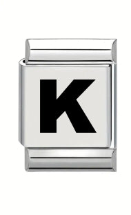 13mm Laser Italian Charm - Plain Letter K