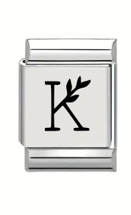 13mm Laser Italian Charm - Letter K