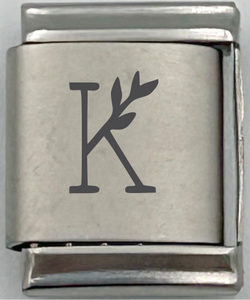 13mm Laser Italian Charm - Letter K