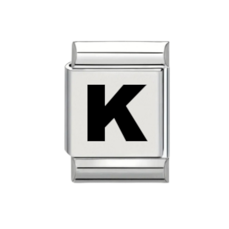 13mm Laser Italian Charm - Plain Letter K