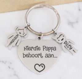 Custom Engraved Heart & Boy/Girl Charms Keyring