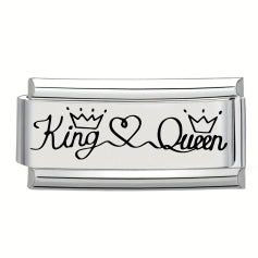 9mm Laser Italian Charm - King & Queen Superlink