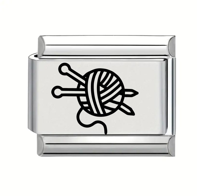 9mm Laser Engraved Charm - Knitting