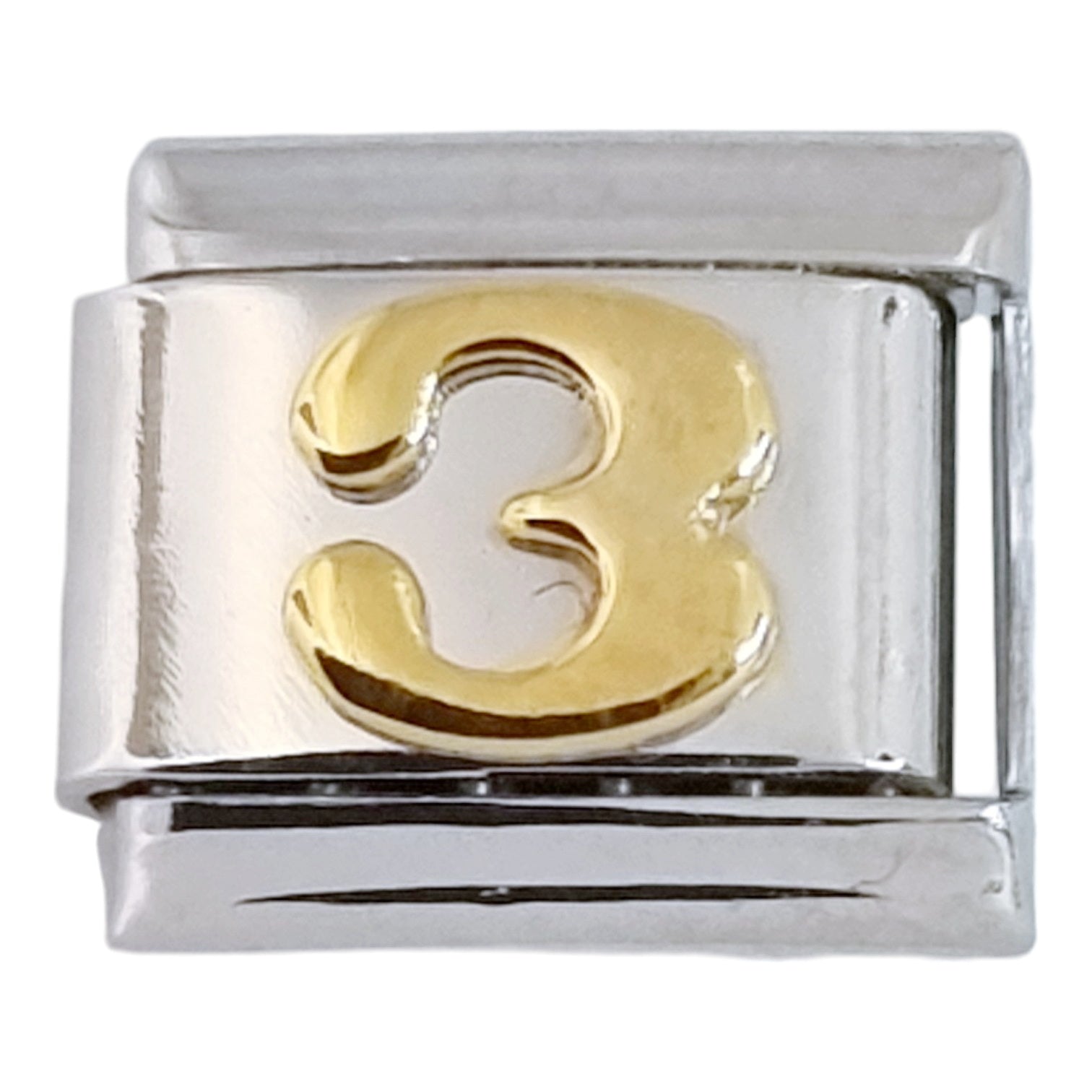 Gold Plated Number 3 9mm Charm