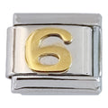 Gold Plated Number 6 9mm Charm
