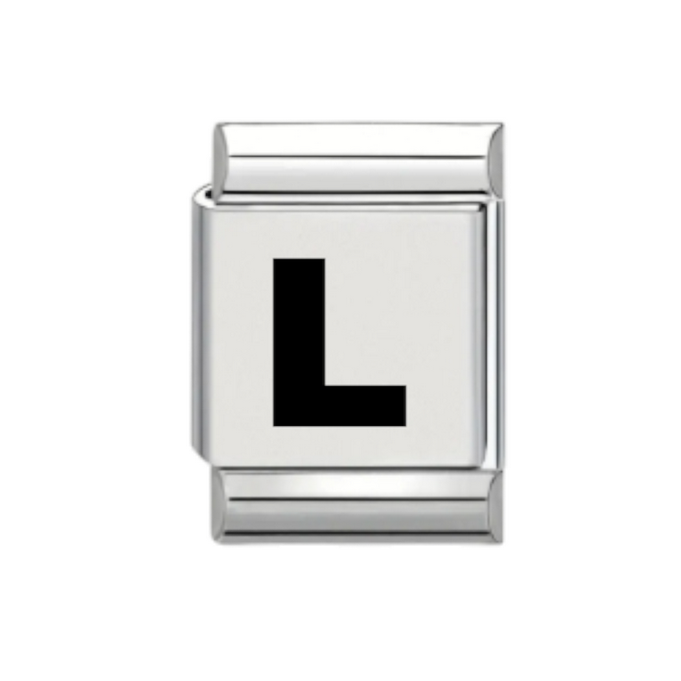 13mm Laser Italian Charm - Plain Letter L
