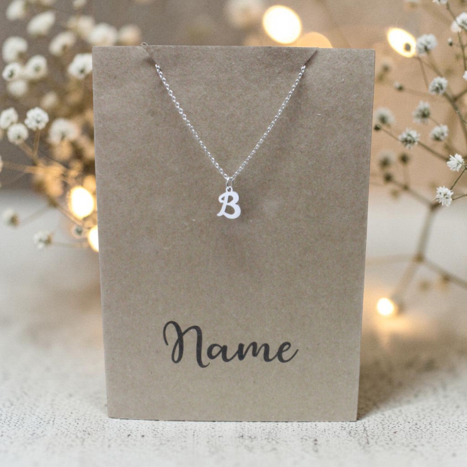 Letter B Pendant & Chain (Click to Personalize)