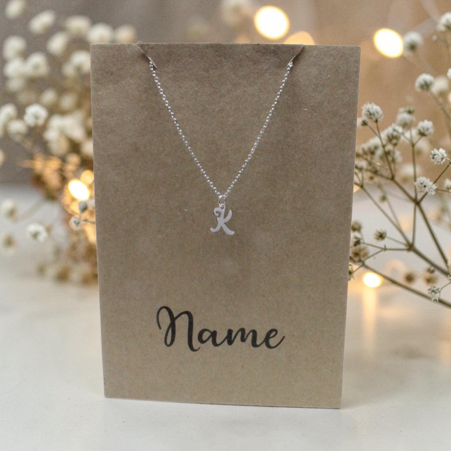Letter K Pendant & Chain (Click to Personalize)
