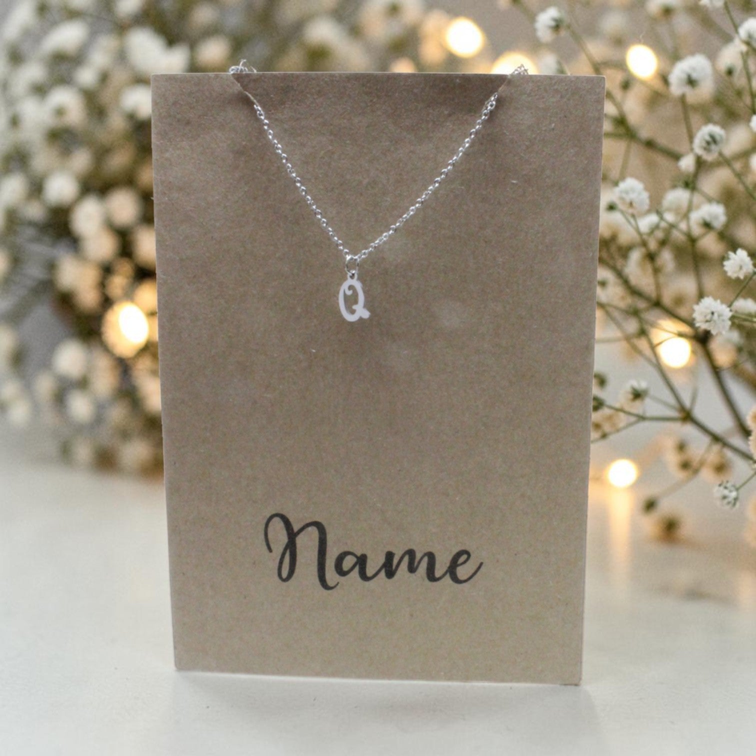 Letter Q Pendant & Chain (Click to Personalize)