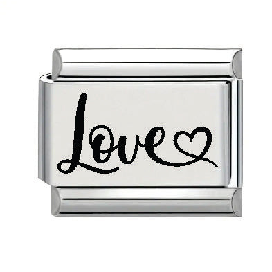 9mm Laser Italian Charm - Love Heart
