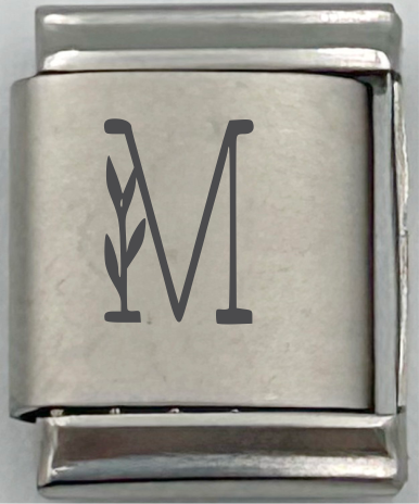 13mm Laser Italian Charm - Letter M