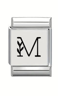 13mm Laser Italian Charm - Letter M
