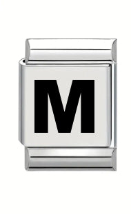 13mm Laser Italian Charm - Plain Letter M
