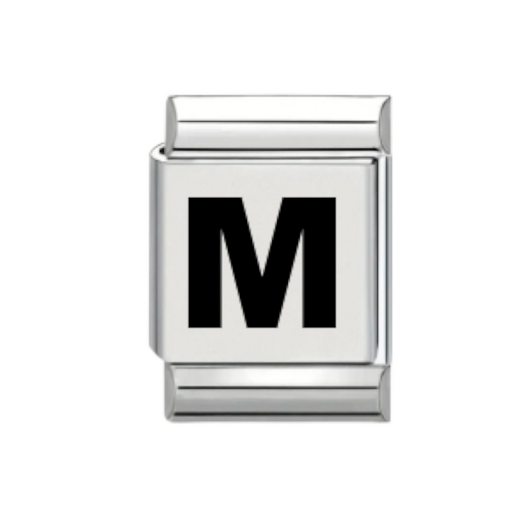 13mm Laser Italian Charm - Plain Letter M