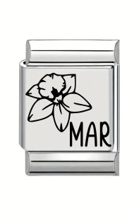 13mm Laser Italian Charm - March Flower