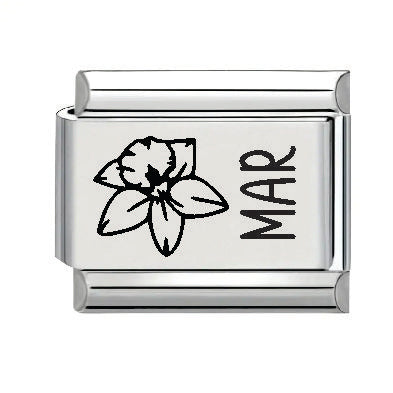 9mm Laser Italian Charm - March Flower