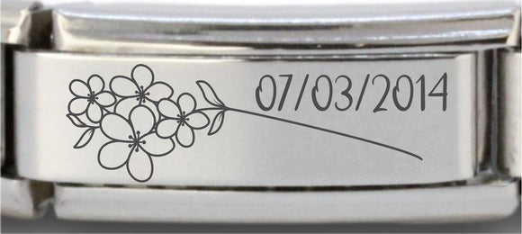 9mm Laser Italian Charm Superlink - March Flower Date