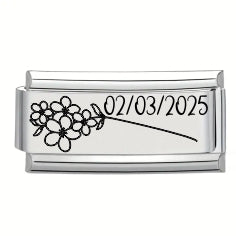 9mm Laser Italian Charm Superlink - March Flower Date