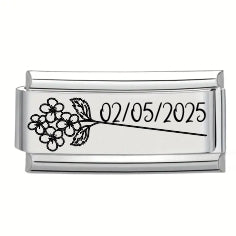 9mm Laser Italian Charm Superlink - May Flower Date