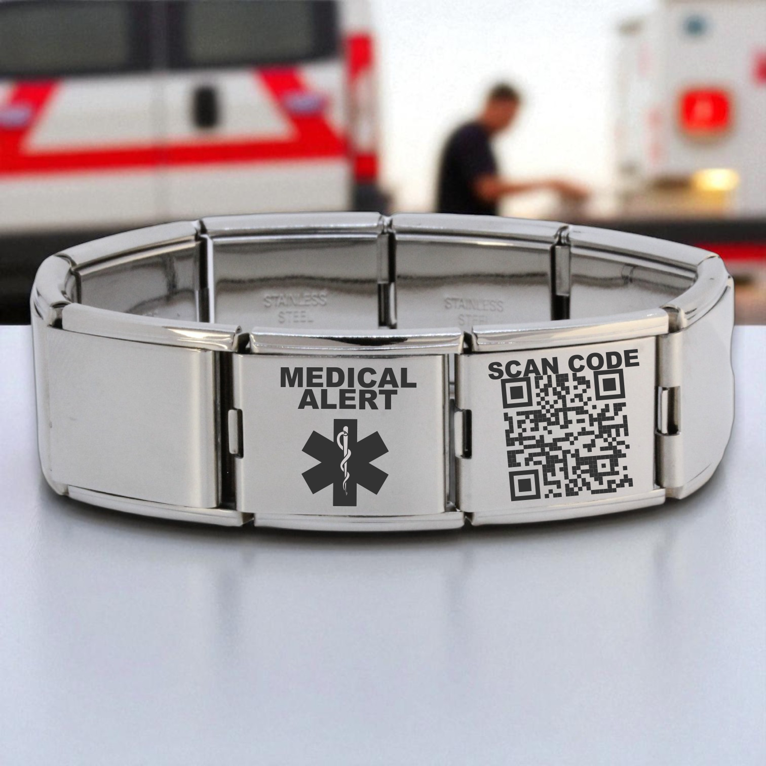 Medical ID QR Mega Italian Charm Bracelet