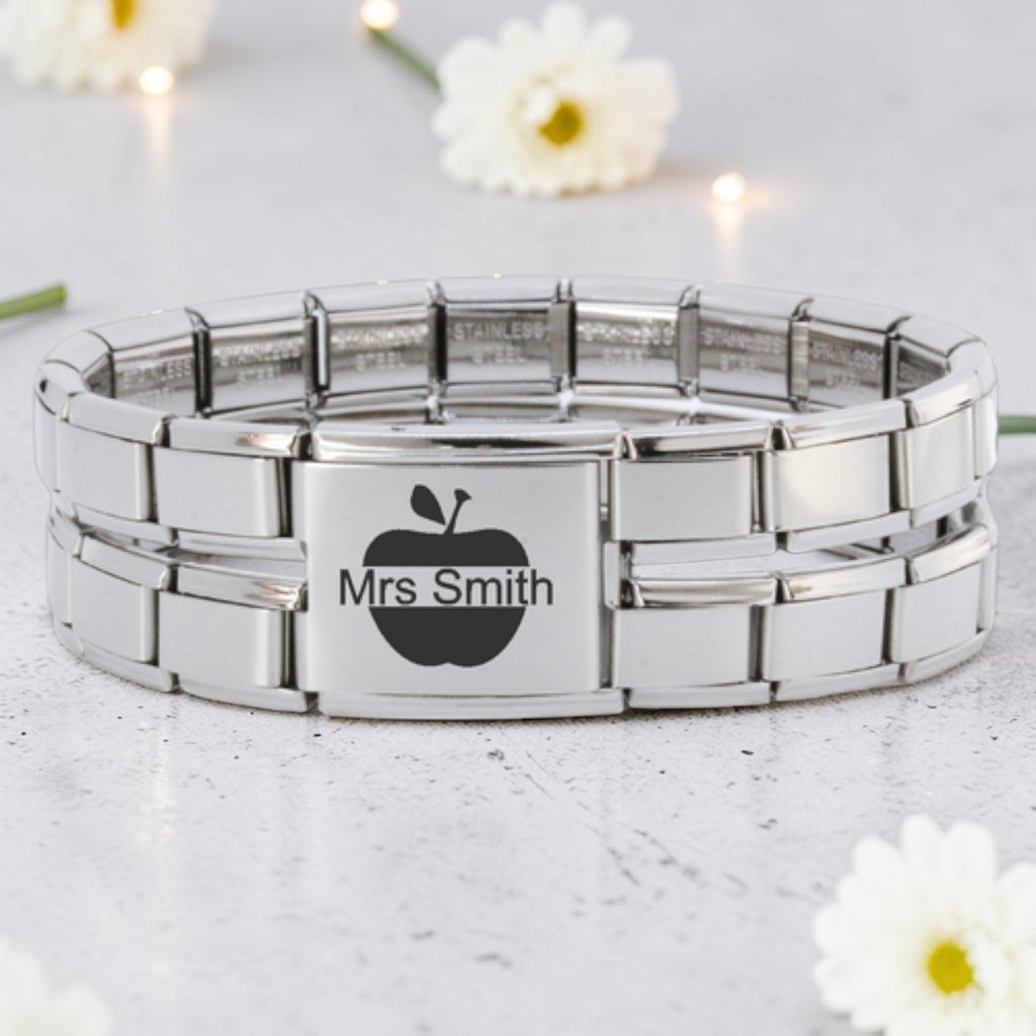 Megalink Engraved Teacher Italian Charm Bracelet 1