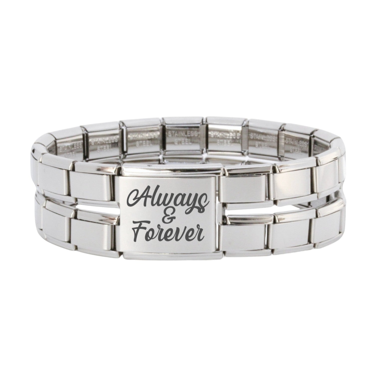 Megalink Matte Engraved Italian Charm, joins 2x 9mm bracelets