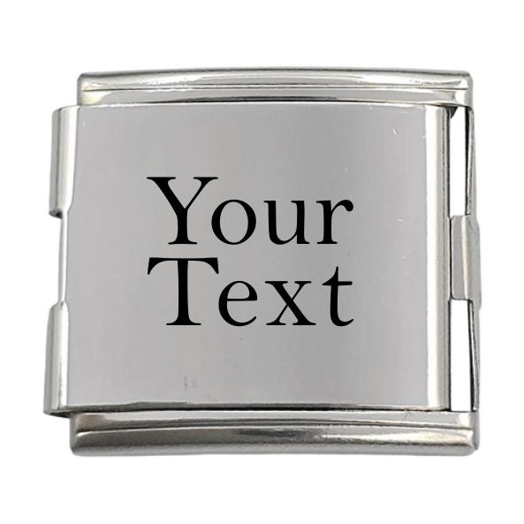 Megalink Engraved Italian Charm, joins 2x 9mm bracelets