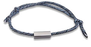 Adjustable Grey Rope Bracelet with Custom Engraved Rectangular Charm