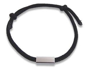 Adjustable Rope Bracelet with Custom Engraved Rectangular Charm