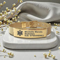 Gold Plated Medical Alert Engraved Mesh Bracelet