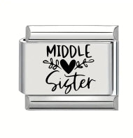 9mm Laser Italian Charm - Middle Sister