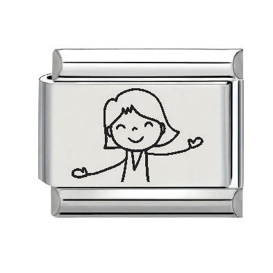 9mm Laser Italian Charm - Mom Drawing