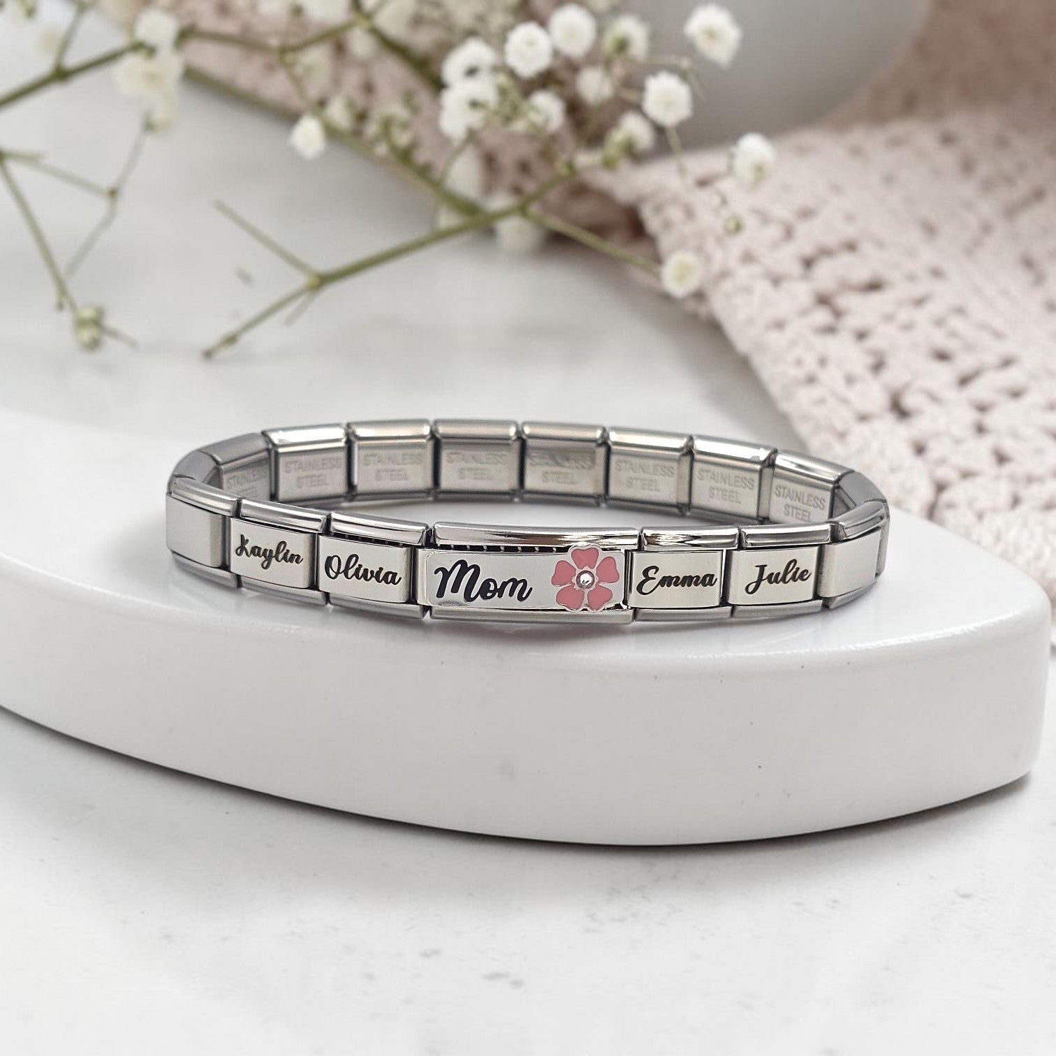 9mm Bracelet Superlink and Engraved Charms
