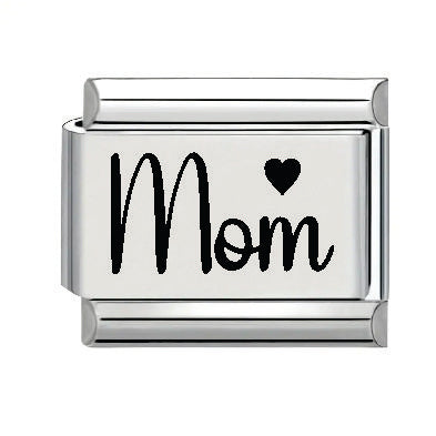 9mm Laser Italian Charm - Mom Heart