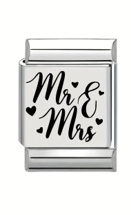 13mm Laser Engraved Charm - Mr Mrs