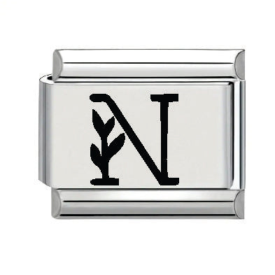 9mm Laser Italian Charm - Letter N