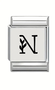 13mm Laser Italian Charm - Letter N
