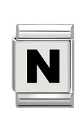 13mm Laser Italian Charm - Plain Letter N