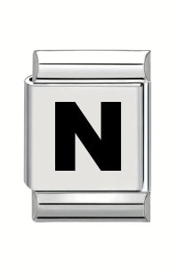 13mm Laser Italian Charm - Plain Letter N