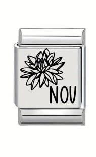 13mm Laser Italian Charm - November Flower
