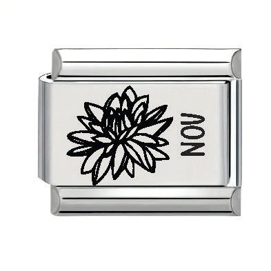9mm Laser Italian Charm - November Flower