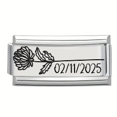 9mm Laser Italian Charm Superlink - November Flower Date