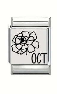 13mm Laser Italian Charm - October Flower
