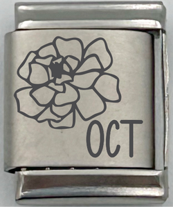 13mm Laser Italian Charm - October Flower