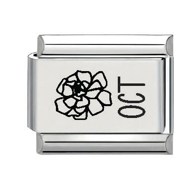 9mm Laser Italian Charm - October Flower